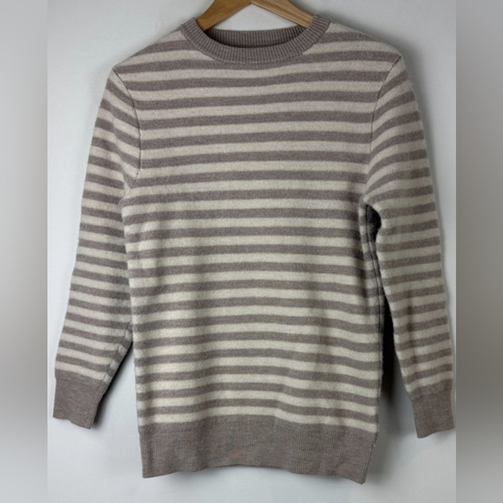 Christian Lacroix Striped Beige and Cream Crewneck Sweater Size Small